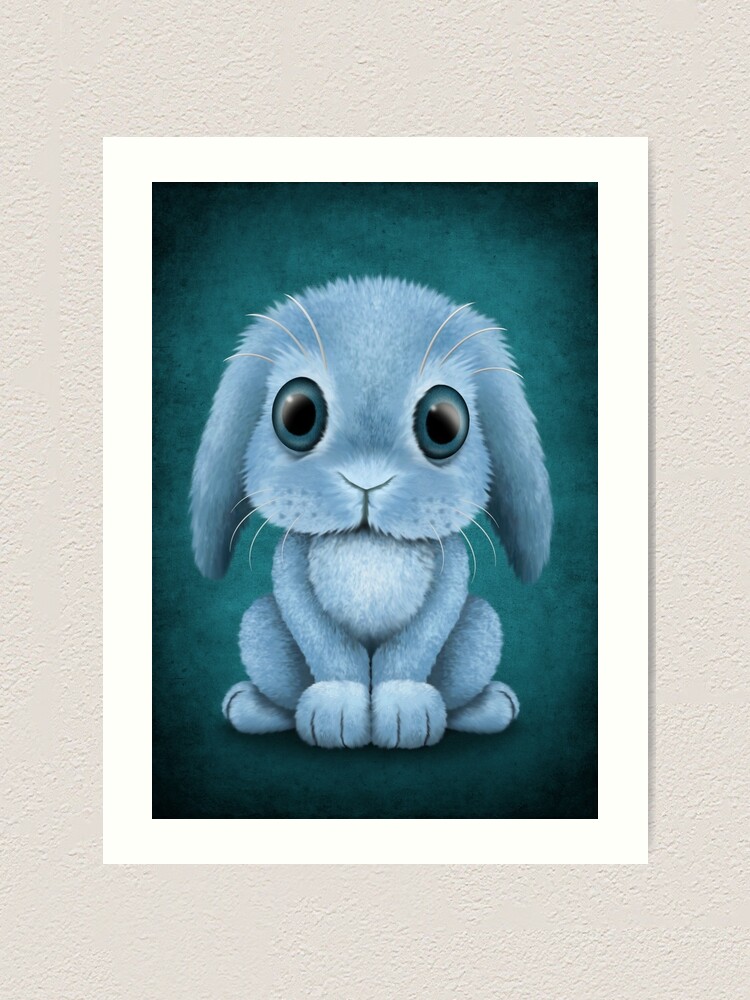 Impression Artistique Lapin Mignon Bebe Lapin Bleu Par Jeffbartels Redbubble