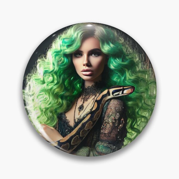 Item preview, Mystical Sorceress with Mesmerising Green Hair and Serpent designed and sold by CritterManiaUK.