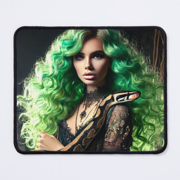 Item preview, Mystical Sorceress with Mesmerising Green Hair and Serpent designed and sold by CritterManiaUK.