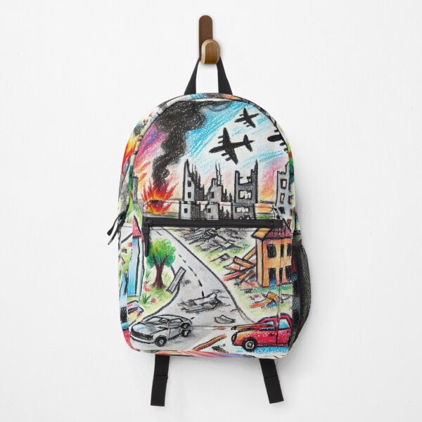 Item preview, kids crayon drawing of city war  designed and sold by Slice Of Seed.