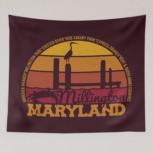 Item preview, Millington Maryland Sunset Retro Local Pride Logo designed and sold by CRHPOD20.