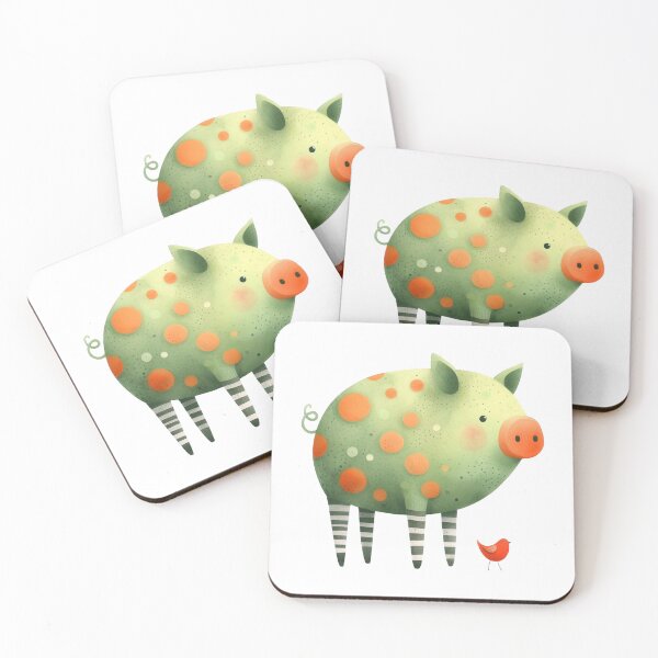 Artikelvorschau, Eine skurrile Illustration eines glücklichen Schweins entworfen und verkauft von Beyondnote-Art.