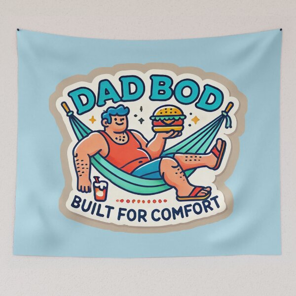 Item preview, Dad Bod Sticker - Built for Comfort | Funny Relaxed Cartoon Design designed and sold by thejaspyart.