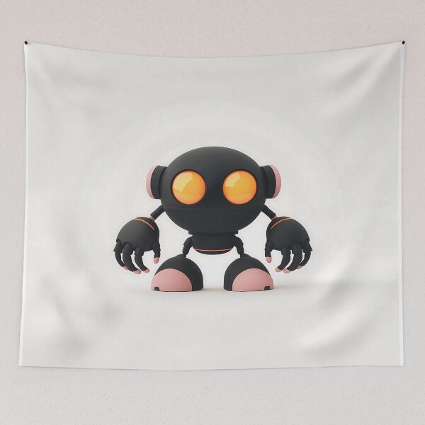Item preview, Cute Black Robot With Glowing Eyes Illustration designed and sold by GoldenTealArts.