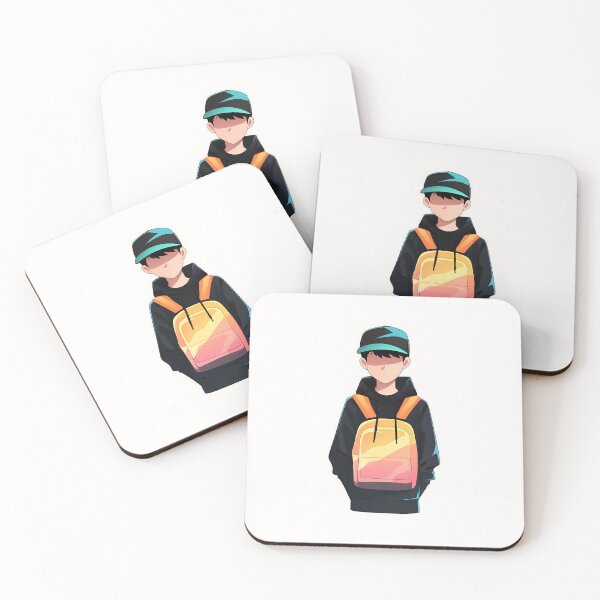 Item preview, Anime Boy Wearing Hoodie And Gradient Backpack designed and sold by GoldenTealArts.