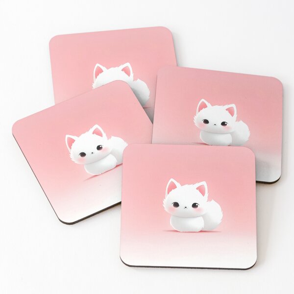 Item preview, Cute White Fox Illustration on Pink Background designed and sold by GoldenTealArts.