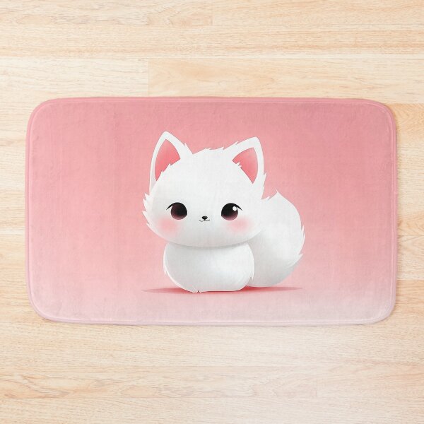 Item preview, Cute White Fox Illustration on Pink Background designed and sold by GoldenTealArts.