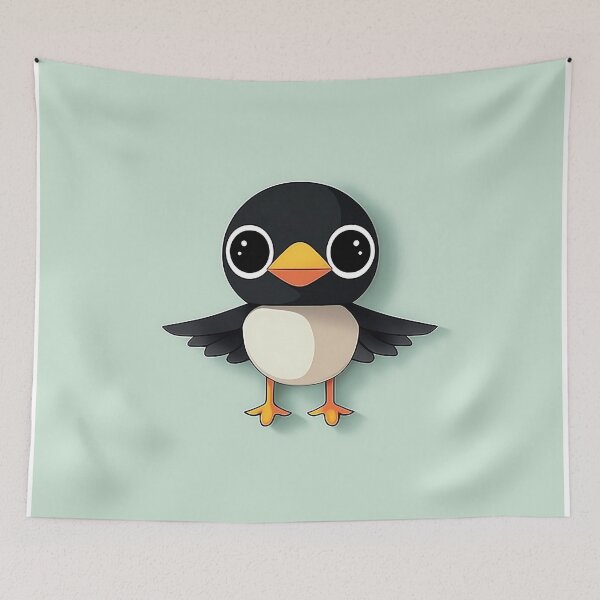 Item preview, Adorable Bird Illustration on Green Background designed and sold by GoldenTealArts.