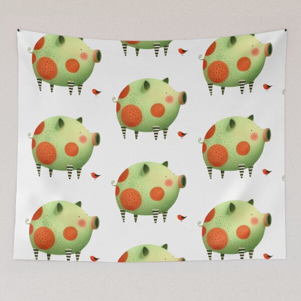 Item preview, A whimsical illustration of happy pig designed and sold by Beyondnote-Art.