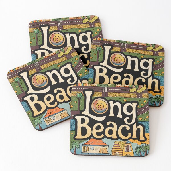 Item preview, Long Beach City Vintage Whimsical Retro Typography Art designed and sold by Witty Shirts.