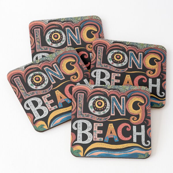 Item preview, Long Beach City Vintage Whimsical Retro Typography Art designed and sold by Witty Shirts.
