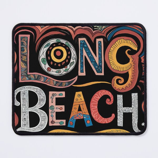 Item preview, Long Beach City Vintage Whimsical Retro Typography Art designed and sold by Witty Shirts.