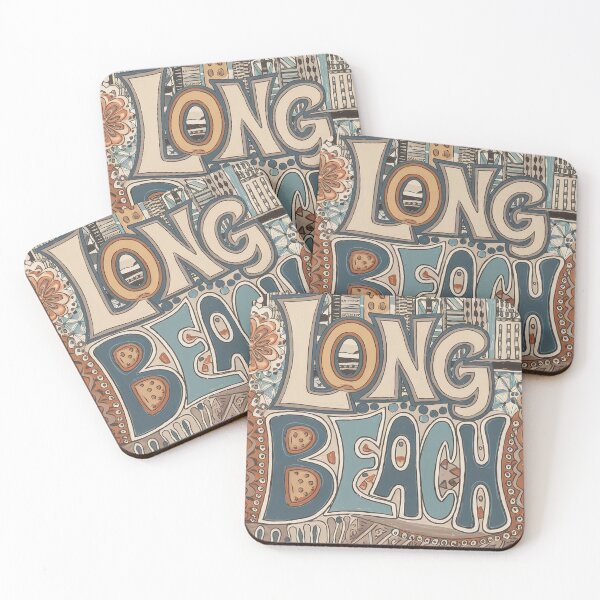 Item preview, Long Beach City Vintage Whimsical Retro Typography Art designed and sold by Witty Shirts.