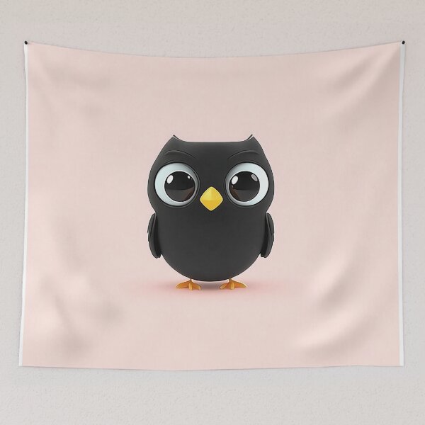 Item preview, Black Owl Minimalist Cartoon Vector Design designed and sold by GoldenTealArts.
