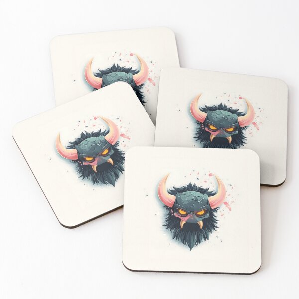 Item preview, Viking Helmet Logo with Fangs and Glowing Eyes designed and sold by GoldenTealArts.