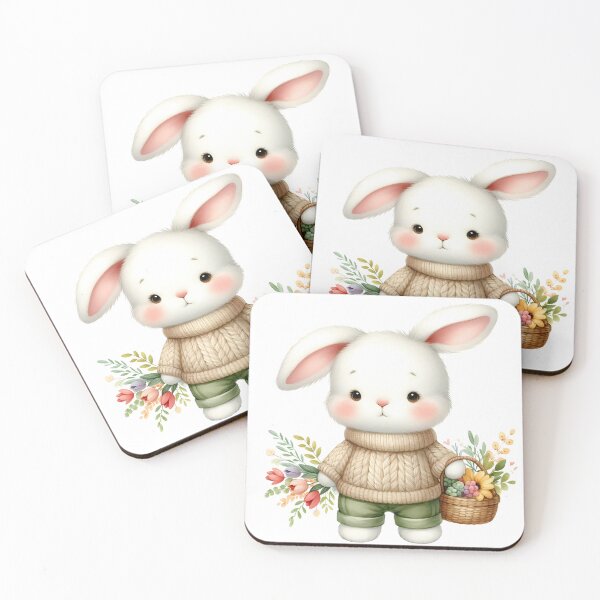Item preview, A0646 Blushing Blossom Bunny Watercolor Clipart - Adorable Bunny Illustrations with Floral Accents for Spring, Easter, and DIY Projects designed and sold by angieart68.