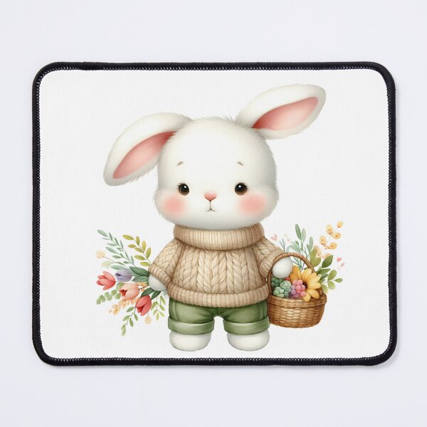 Item preview, A0646 Blushing Blossom Bunny Watercolor Clipart - Adorable Bunny Illustrations with Floral Accents for Spring, Easter, and DIY Projects designed and sold by angieart68.