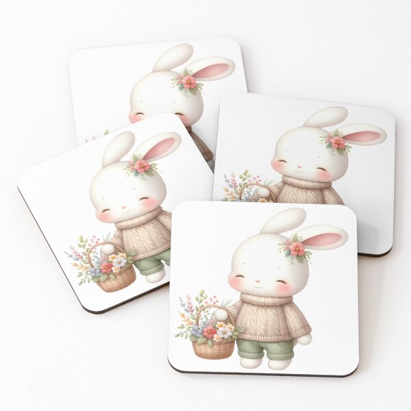 Item preview, A0646 Blushing Blossom Bunny Watercolor Clipart - Adorable Bunny Illustrations with Floral Accents for Spring, Easter, and DIY Projects designed and sold by angieart68.