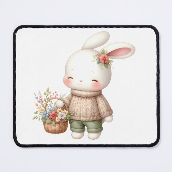 Item preview, A0646 Blushing Blossom Bunny Watercolor Clipart - Adorable Bunny Illustrations with Floral Accents for Spring, Easter, and DIY Projects designed and sold by angieart68.