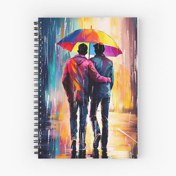 Item preview, Gay Couple in Love - A Rainy Romantic Umbrella Scene designed and sold by Mark Tisdale Art.