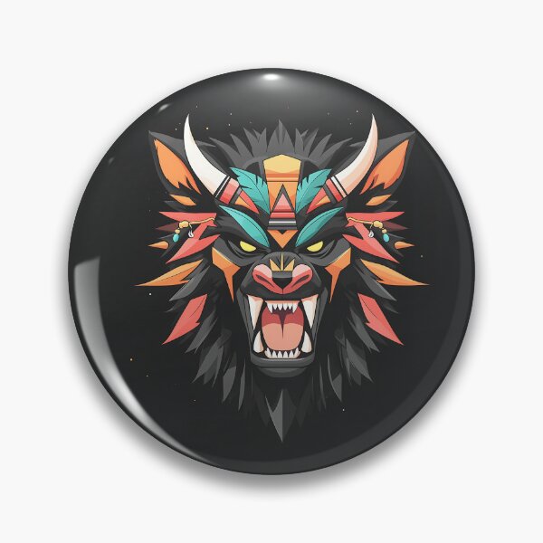 Item preview, Angry Wolf Logo with Vibrant Colors designed and sold by GoldenTealArts.
