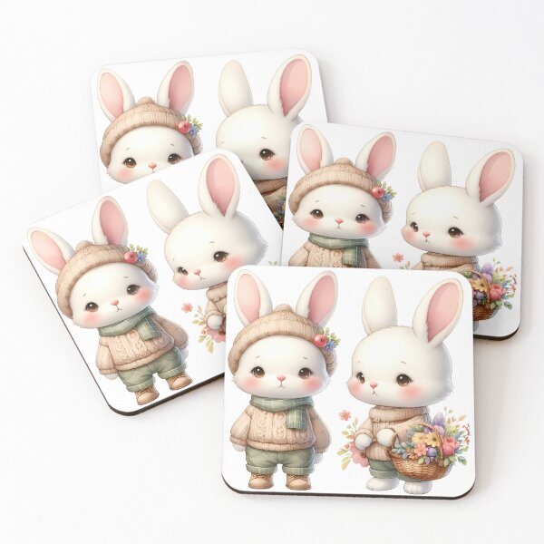 Item preview, A0646 Blushing Blossom Bunny Watercolor Clipart - Adorable Bunny Illustrations with Floral Accents for Spring, Easter, and DIY Projects designed and sold by angieart68.