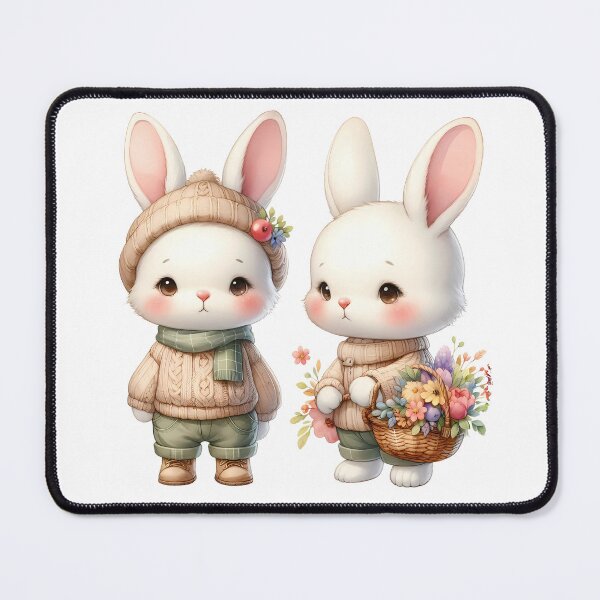 Item preview, A0646 Blushing Blossom Bunny Watercolor Clipart - Adorable Bunny Illustrations with Floral Accents for Spring, Easter, and DIY Projects designed and sold by angieart68.