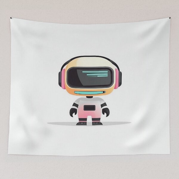 Item preview, Minimalist Robot With Headphones Flat Illustration designed and sold by GoldenTealArts.