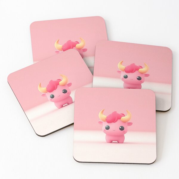 Item preview, Pink Bull Minimalist 3D Cartoon Figure designed and sold by GoldenTealArts.