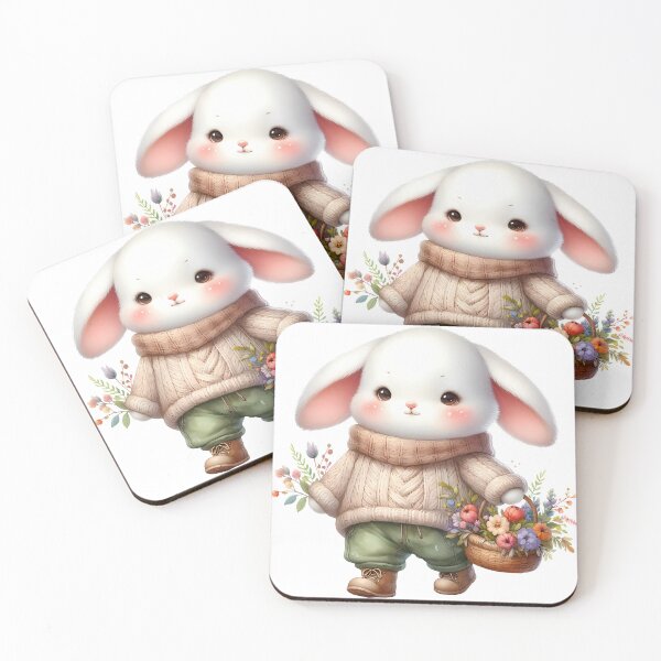 Item preview, A0646 Blushing Blossom Bunny Watercolor Clipart - Adorable Bunny Illustrations with Floral Accents for Spring, Easter, and DIY Projects designed and sold by angieart68.