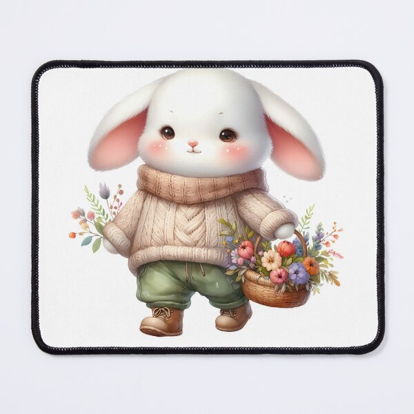 Item preview, A0646 Blushing Blossom Bunny Watercolor Clipart - Adorable Bunny Illustrations with Floral Accents for Spring, Easter, and DIY Projects designed and sold by angieart68.