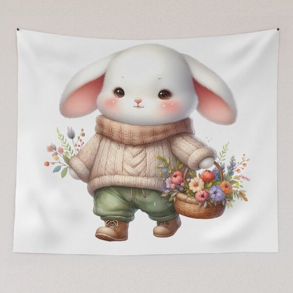 Item preview, A0646 Blushing Blossom Bunny Watercolor Clipart - Adorable Bunny Illustrations with Floral Accents for Spring, Easter, and DIY Projects designed and sold by angieart68.