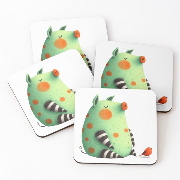 Item preview, A whimsical illustration of happy pig designed and sold by Beyondnote-Art.