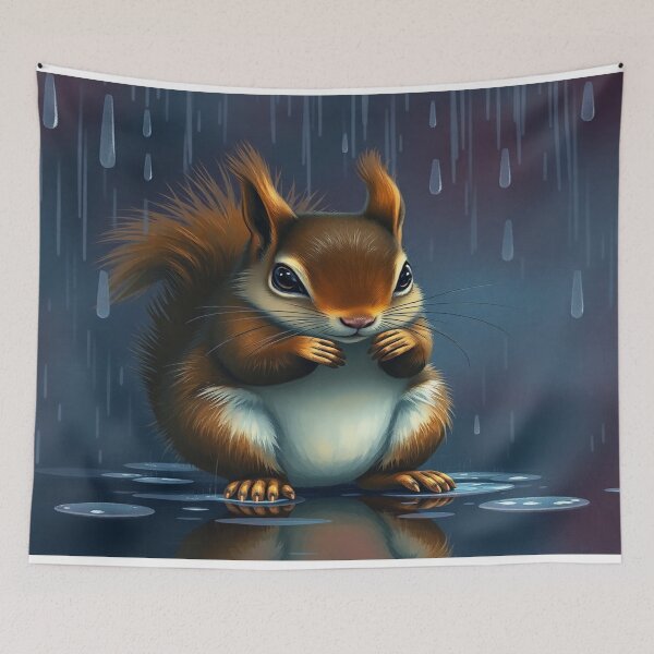 Item preview, Cute squirrel in a wet rainy designed and sold by Zoa220.