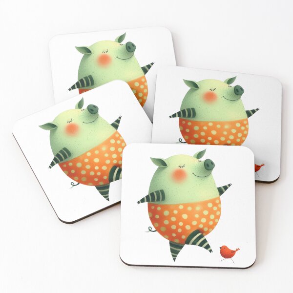 Item preview, A whimsical illustration of happy pig designed and sold by Beyondnote-Art.