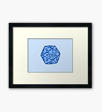 Blue d20 dice Framed Print