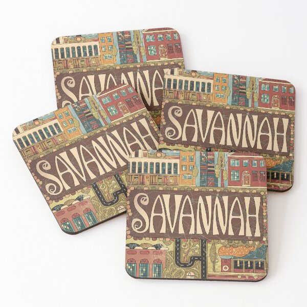 Item preview, Savannah City Vintage Whimsical Retro Typography Art designed and sold by Witty Shirts.
