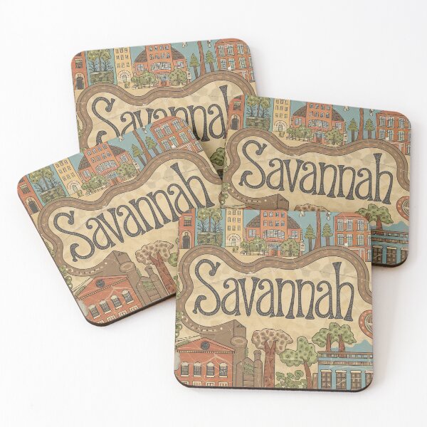 Item preview, Savannah City Vintage Whimsical Retro Typography Art designed and sold by Witty Shirts.