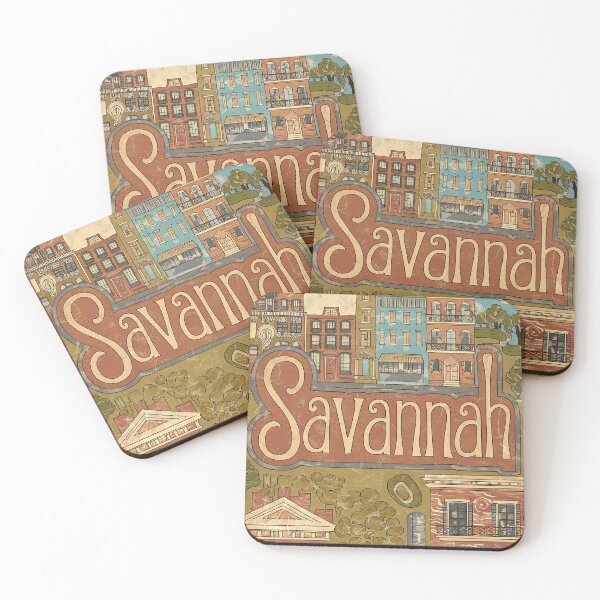 Item preview, Savannah City Vintage Whimsical Retro Typography Art designed and sold by Witty Shirts.