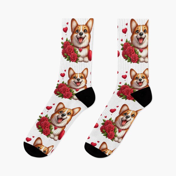 Item preview, "Happy Corgi with Red Roses and Heart" designed and sold by PARNAZ2021.