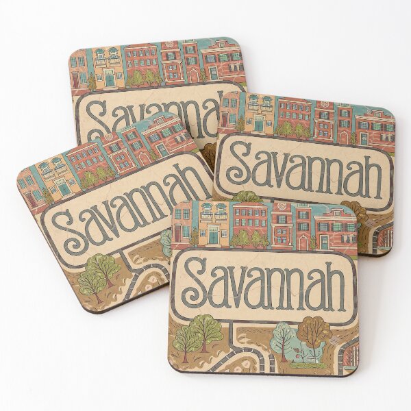 Item preview, Savannah City Vintage Whimsical Retro Typography Art designed and sold by Witty Shirts.