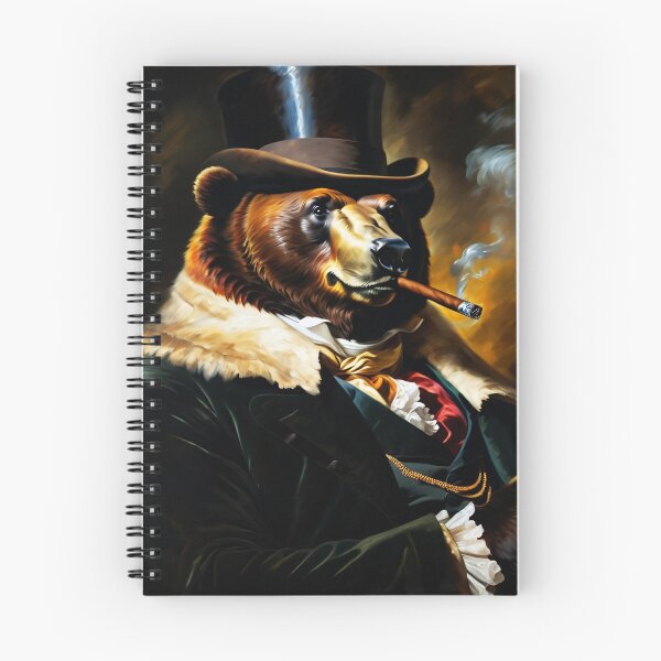 Item preview, Vintage Animal Art: Bear Gentleman with a Cigar Portrait | Animal Art | Oil Painting | Animal Portrait designed and sold by UnhingedBird.