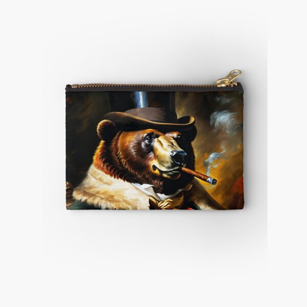 Item preview, Vintage Animal Art: Bear Gentleman with a Cigar Portrait | Animal Art | Oil Painting | Animal Portrait designed and sold by UnhingedBird.
