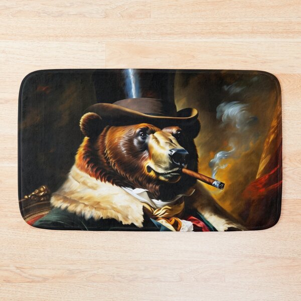 Item preview, Vintage Animal Art: Bear Gentleman with a Cigar Portrait | Animal Art | Oil Painting | Animal Portrait designed and sold by UnhingedBird.