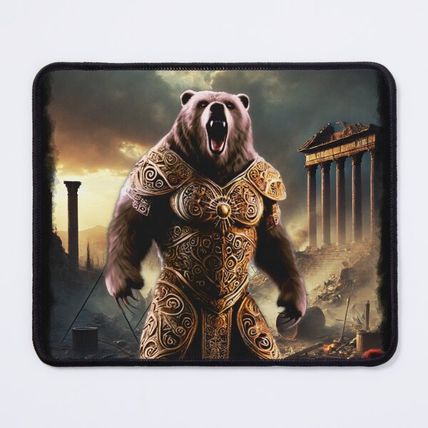 Item preview, Armoured Warrior Bear in Epic Battlefield Scene designed and sold by CritterManiaUK.