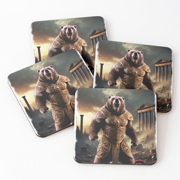Item preview, Armoured Warrior Bear in Epic Battlefield Scene designed and sold by CritterManiaUK.