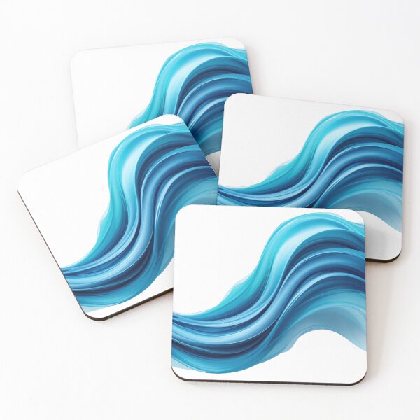Item preview, A modern abstract representation of ocean waves, flowing curves in gradient shades of blue and turquoise designed and sold by esycrazy.