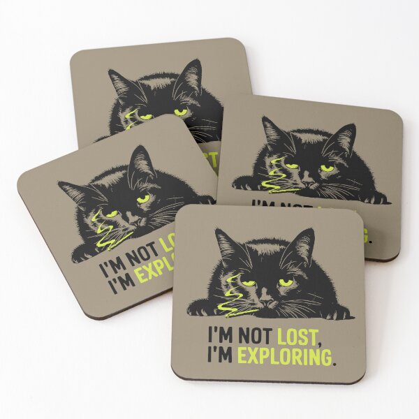 Item preview, Im Not Lost, Im Exploring, Buzzed black cat designed and sold by Designed-By-Q.