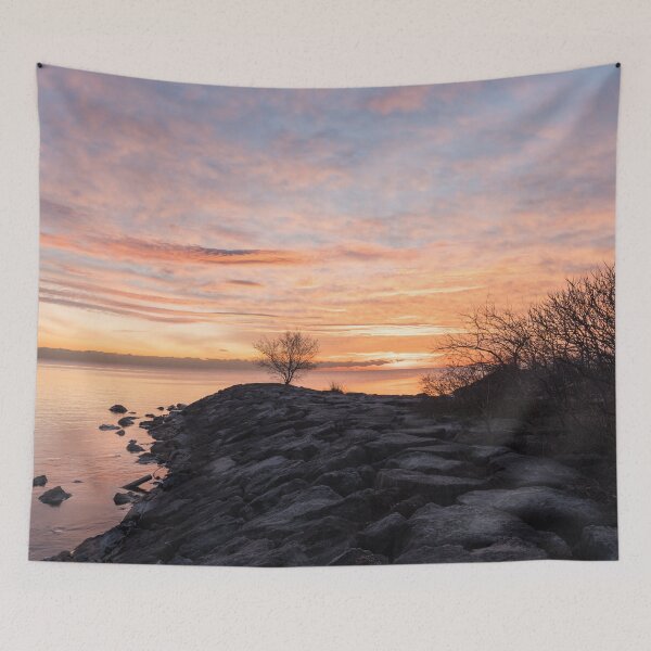 Item preview, Peninsular Sunrise with Sumac Branches Lace designed and sold by Georgia Mizuleva.