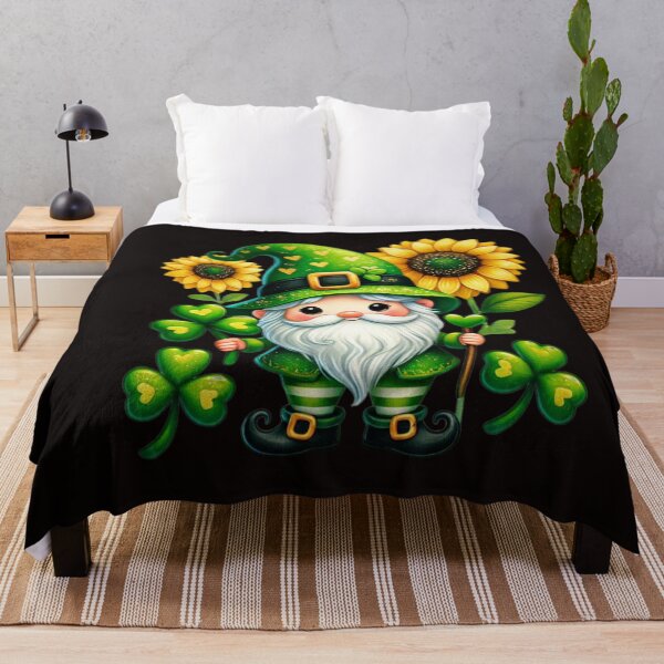 Item preview, Gnome Holding Lucky Shamrock Flower designed and sold by DeeCeeFashion.
